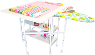 Horn - Emma Sewing and Cutting Table with Ironing Board - White (Flat Packed)