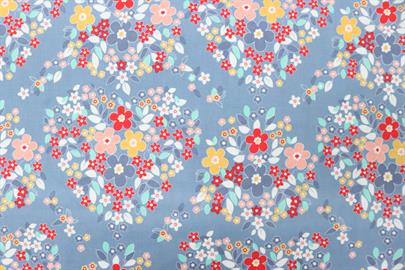 Riley Blake Printed Cotton - Flower Hearts Blue 112cm