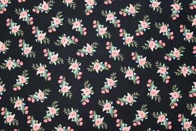 Riley Blake Printed Cotton - Posy Black 112cm