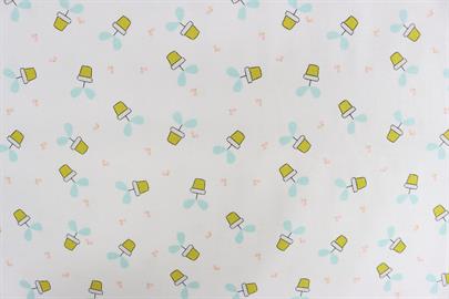 Riley Blake Printed Cotton - Pretty Potplants White 112cm