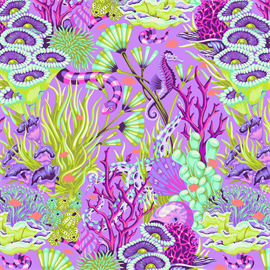 TULA PINK FLORAL REEF - REEF WHAT YOU SAW - ULTRAVIOLET
