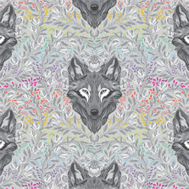 TULA PINK GRAYWORK - WOLF OF PINK STREET - FOG