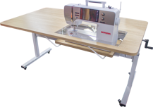 Height Adjustable Sewing & Cutting Table (cut out 362mm x 635mm) - Weathered Oak (Flat Packed)
