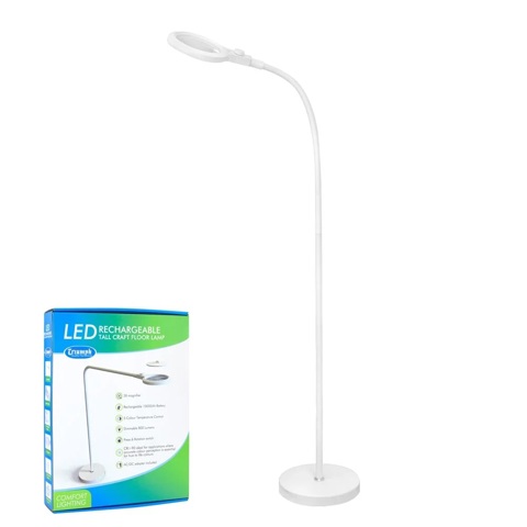 LED Tall Craft Lamp with 3 x Magnifier 127mm White